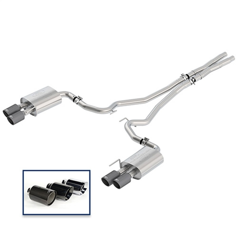 Ford Mustang Performance Exhaust - Rear - Ford Racing - Cat Back, Dual Rear Exit, Extreme - Carbon Fiber - `18-`27
